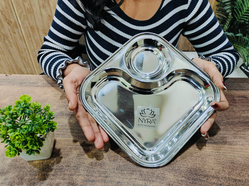 Stainless Steel 2-in-1 Snack Plate – Kitchen Utensil