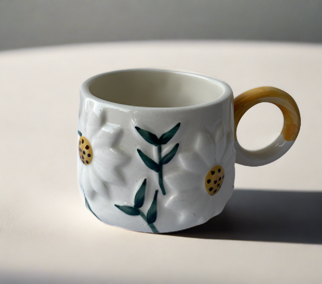 Marguerite Ceramic Coffee Mug Set