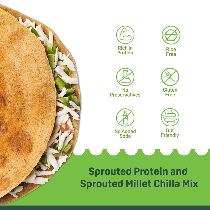 Natible Sprouted Protein and Sprouted Millet Chilla Mix Variety Pack- Peri Peri Flavor – Savory Indian Pancake Mix (7.05 oz)