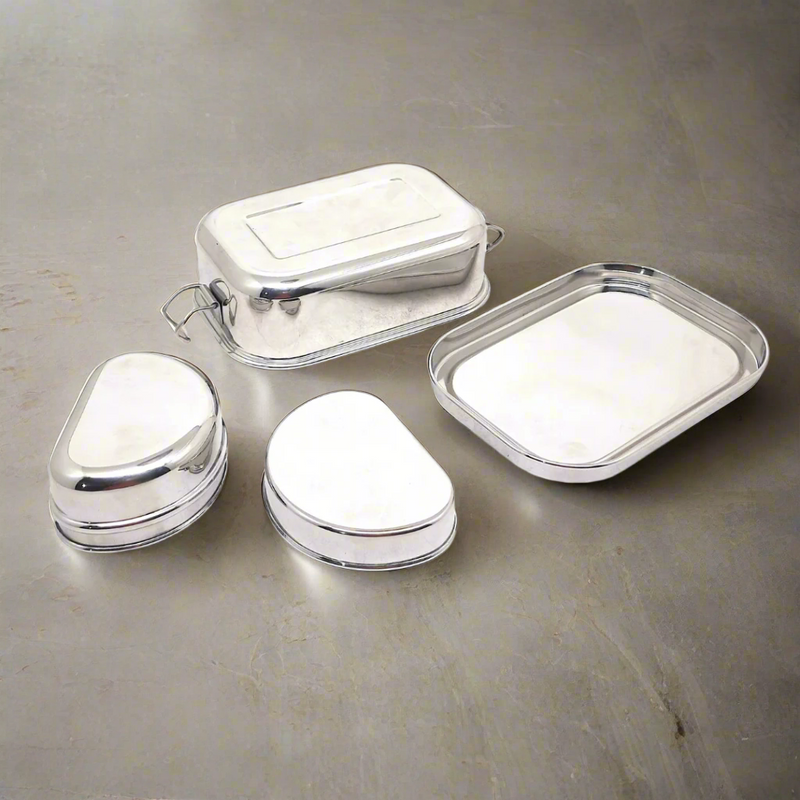 Stainless Steel square-shaped Lunch Box with Leakproof Dibbi – Kitchen Utensil