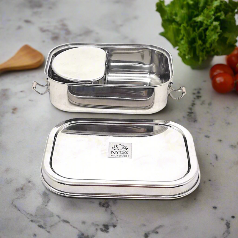 Stainless Steel square-shaped Lunch Box with Leakproof Dibbi – Kitchen Utensil