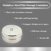 Stainless-Steel Storage Box Container Flat Dibbi (Gol Dibbi/Dabba) – Storage Container