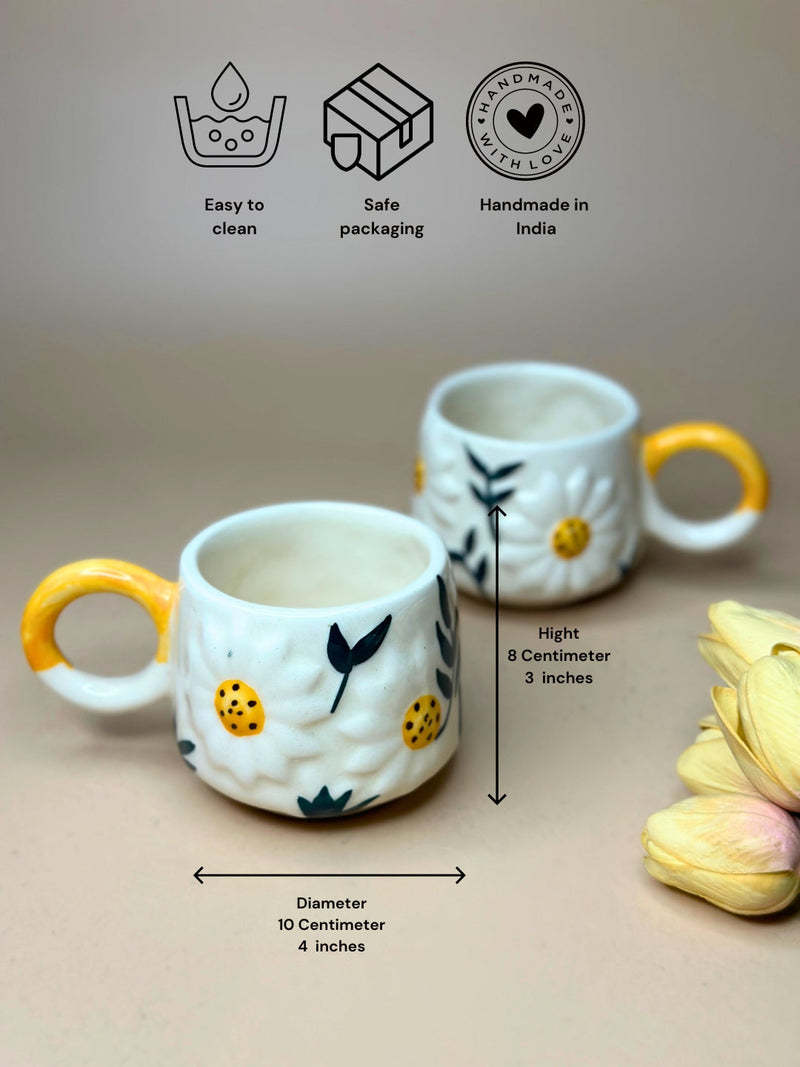 Nurture India Embossed Sunflower Ceramic Mug