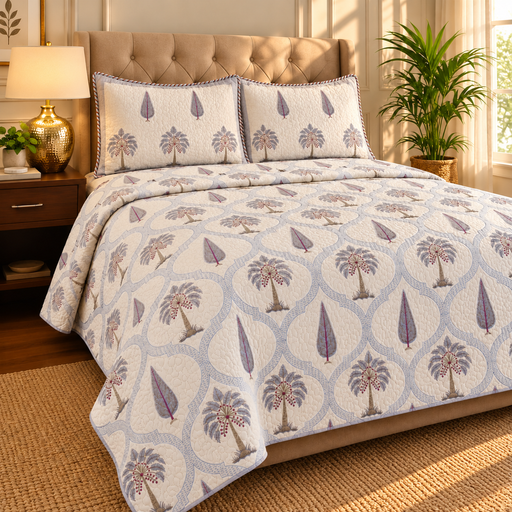 aenak-blue-palm-jaal-handblock-reversible-quilted-bedcover-set