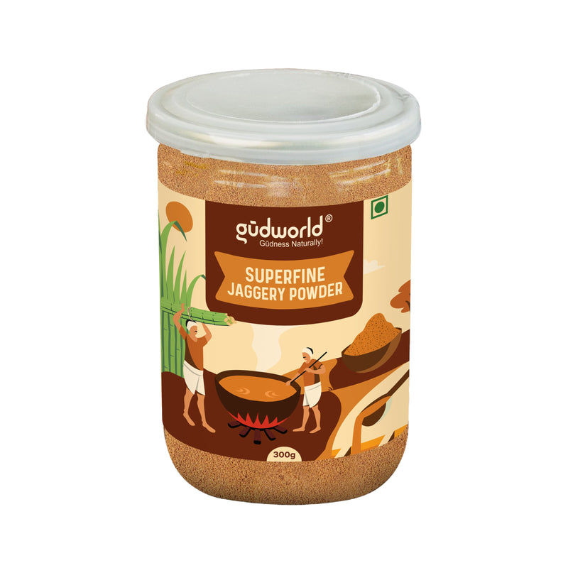 Gudworld Superfine Jaggery Powder – Unrefined Cane Sugar Alternative (10.58 oz)