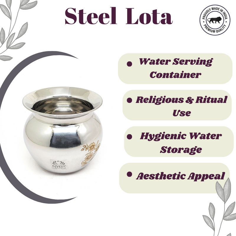 Stainless Steel Laser Printed Lota