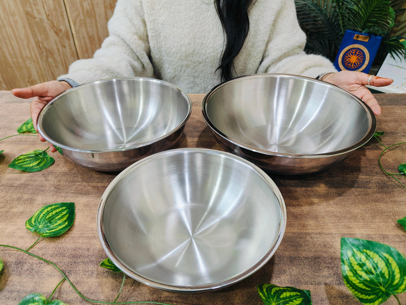 Triply Stainless Steel Extra Deep Kadhai Set– Cooking Kadhai