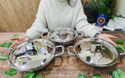 Triply Stainless Steel Kadhai with Lid – Cooking Kadhai