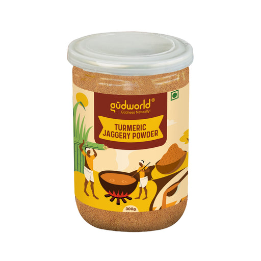 Gudworld Turmeric Jaggery Powder – Golden Herbal Cane Sweetener (10.58 oz)