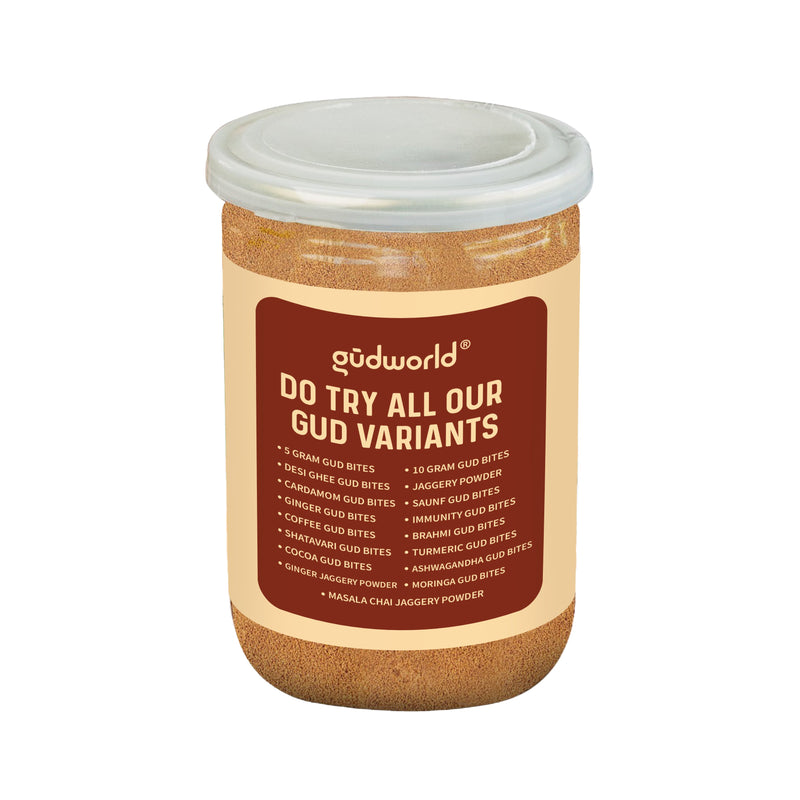 Gudworld Turmeric Jaggery Powder – Golden Herbal Cane Sweetener (10.58 oz)