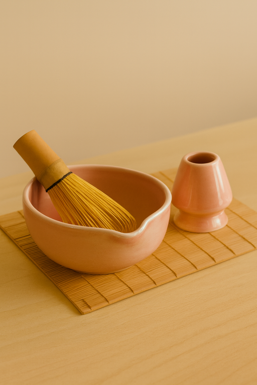 Nurture India Pastel Pink Matcha Bowl Whisk Holder