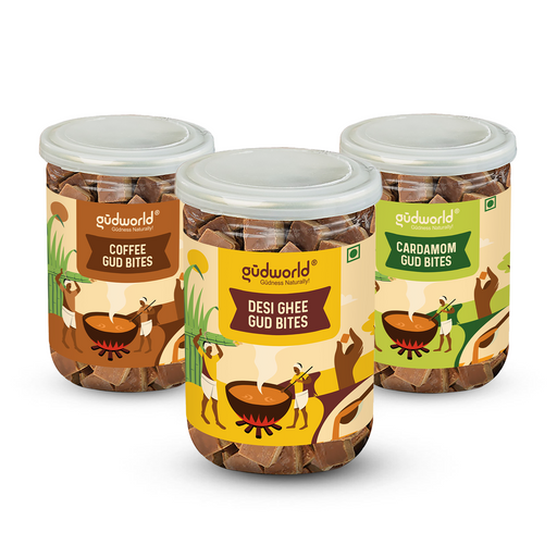 Gudworld Gourmet Jaggery Bites Variety Pack – 3 Flavor Bundle