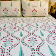 aenak-teal-green-cypress-handblock-bedsheet-dohar-combo-set