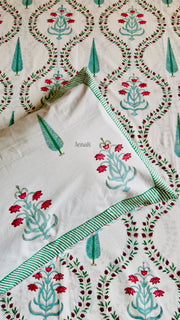 aenak-teal-green-cypress-handblock-printed-premium-cotton-fitted-bedsheet-set