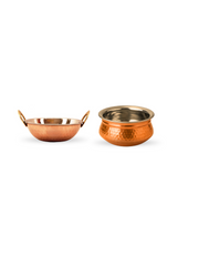 Premium Hammered Copper Handi & Kadhai Set – Copper Cooking Wok