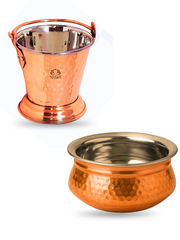 Copper Hammered Serving Bucket & Handi Bowl – Serving Bowl