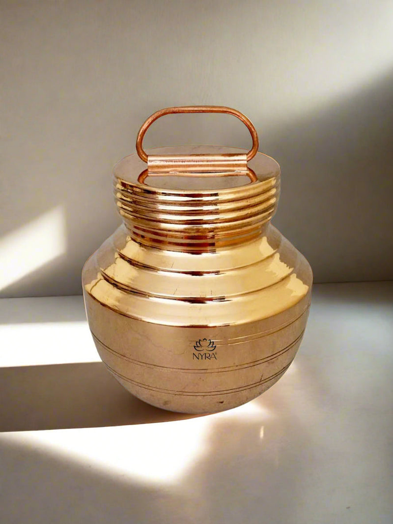Pure Copper Gangajali with Lid – Pooja Kalash