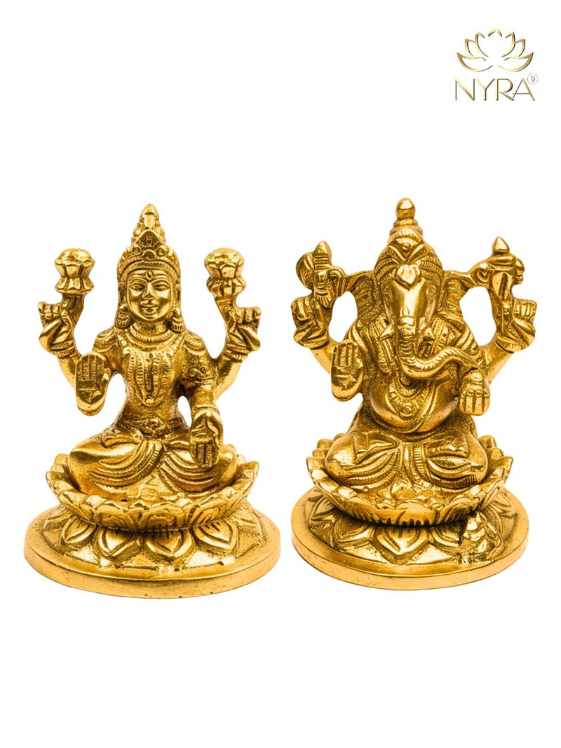 Brass Handmade Laxmi Ganesh Idol (3") – Brass Hindu Idol
