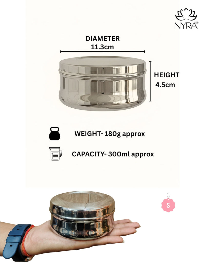 Stainless Steel Belly-shaped Dibbi/Container Set – Mini Storage Containers