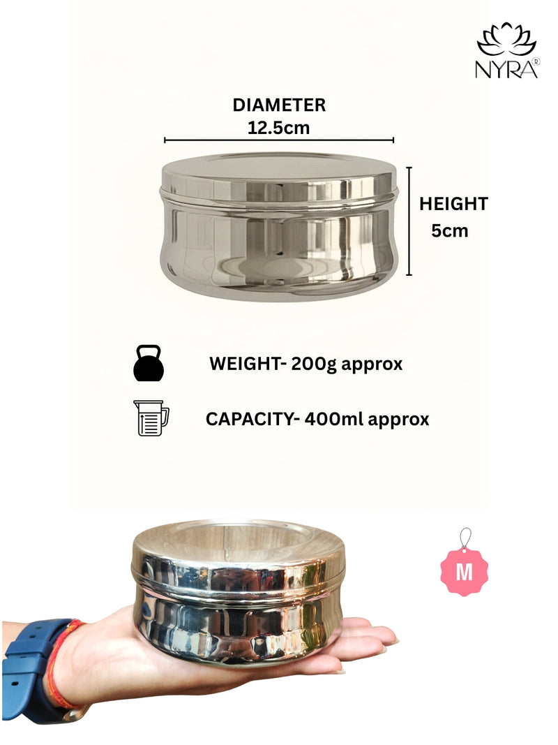 Stainless Steel Belly-shaped Dibbi/Container Set – Mini Storage Containers