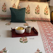 aenak-pinkish-peach-dahlia-handblock-bedsheet-quilt-combo-set