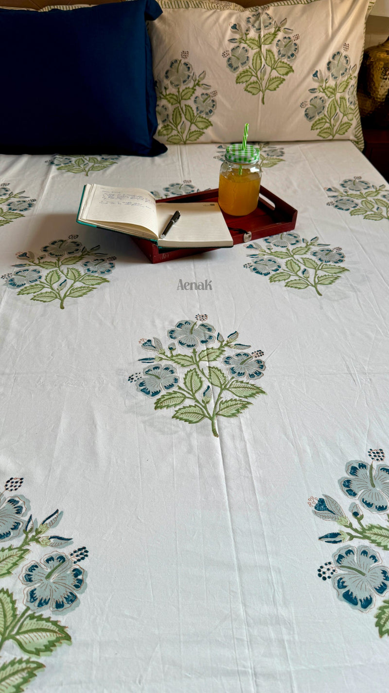 aenak-blue-hibiscus-handblock-printed-premium-cotton-set-bedsheet