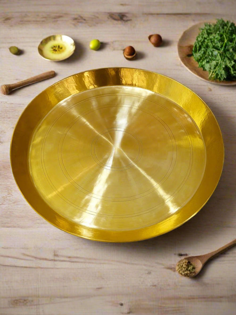 Traditional Brass Pooja & Serving Thali – Kitchen Utensil