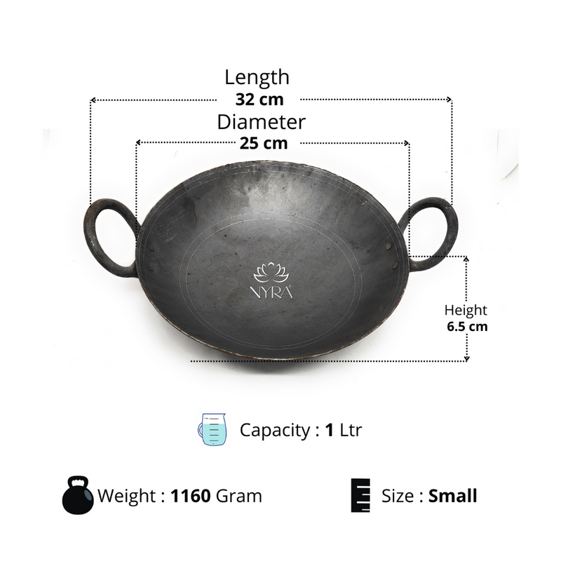 Traditional Black Iron Wok/Kadhai with – Cooking Wok