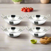 Stainless Steel Hammered Finish Kadhai with Handles – Cooking Kadhai