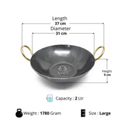 Pure Traditional Black Iron Kadhai – Cooking Wok