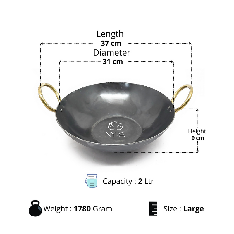 Pure Traditional Black Iron Kadhai – Cooking Wok