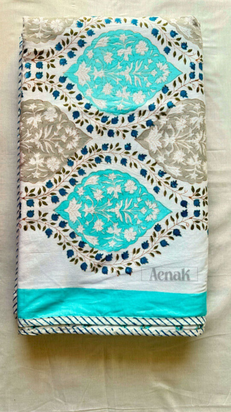 aenak-blue-jaal-handblock-bedsheet-dohar-combo-set