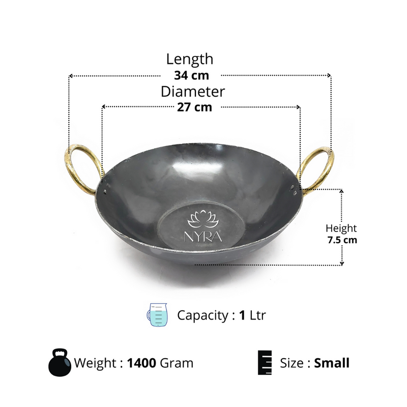 Pure Traditional Black Iron Kadhai – Cooking Wok