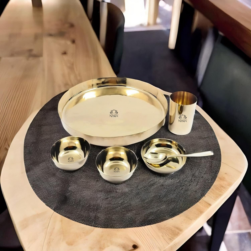 Premium Kansa/Bronze Thali Set of 6pcs – Kitchen Utensil