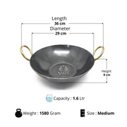 Pure Traditional Black Iron Kadhai – Cooking Wok