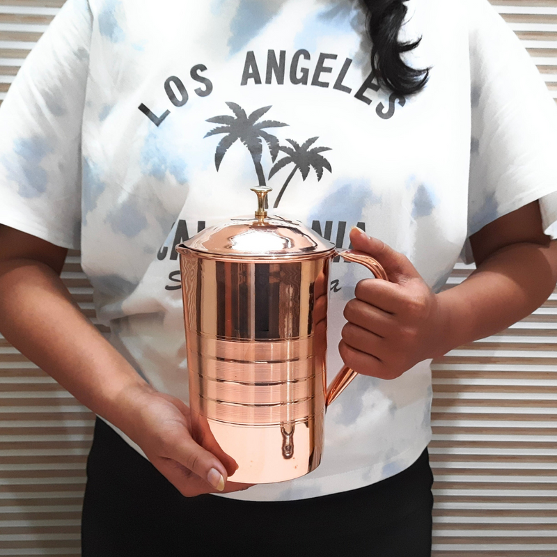 Pure Copper/Tamba Water Jug with Lid – Kitchen Utensil