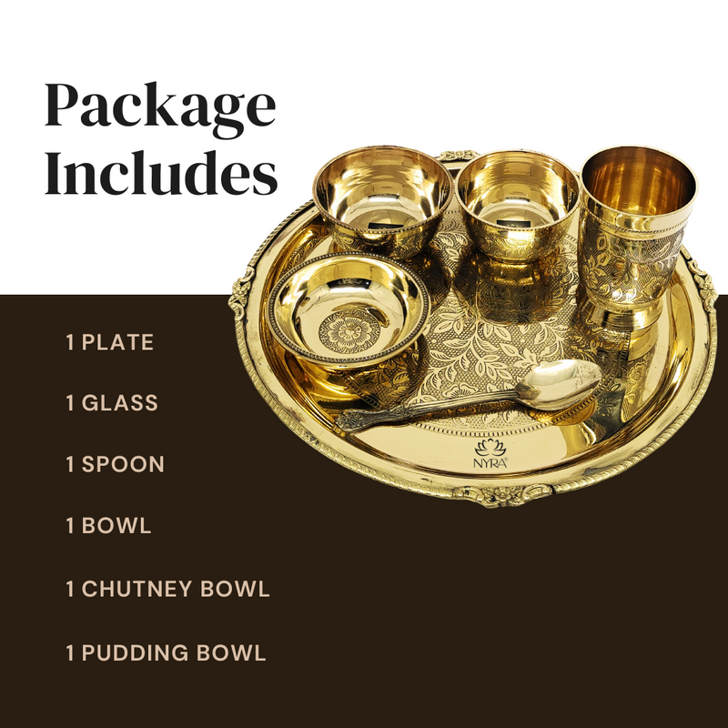 Traditional Brass Dinner Thali Set – Kitchen Utensil