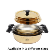 Traditional Brass Kadhai (Pital Wok) with Tin Lining & Lid – Cooking Wok