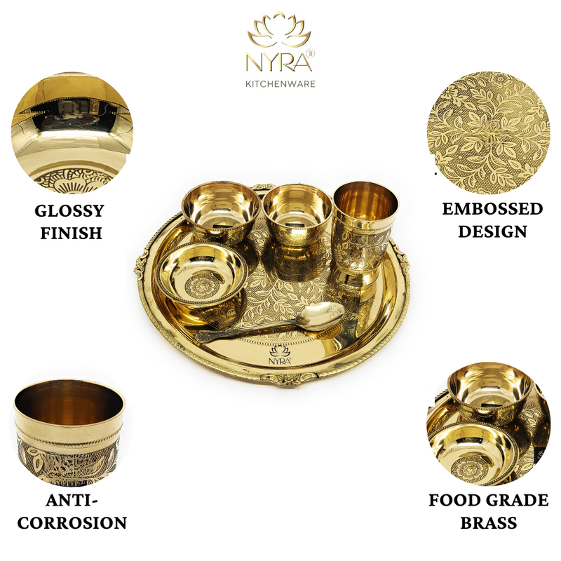 Traditional Brass Dinner Thali Set – Kitchen Utensil
