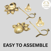 Pure Brass Panch Aarti Diya with Handle – Kitchen Utensil