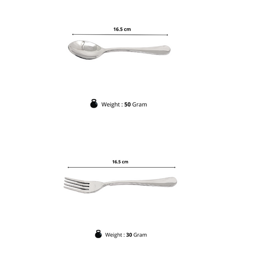 Cutlery Set of 12 Stainless Steel Cutlery - 6 & Forks - 6 