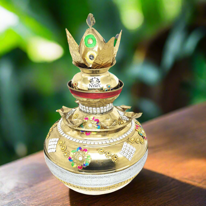 Elegant Brass Decorated Kalash Set – Kitchen Utensil