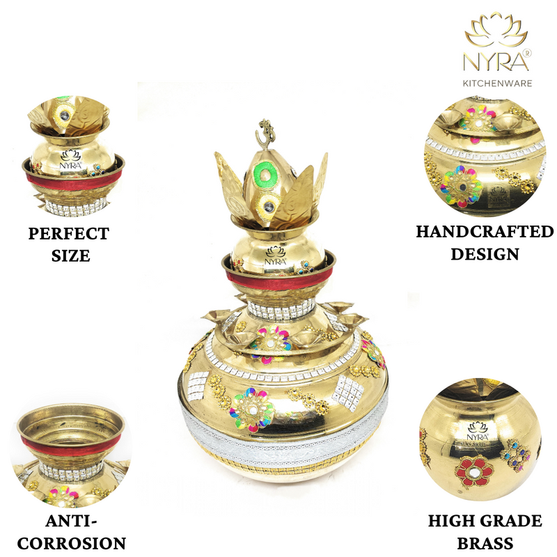 Elegant Brass Decorated Kalash Set – Kitchen Utensil