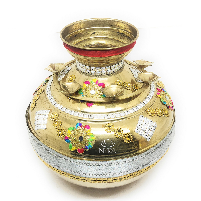 Elegant Brass Decorated Kalash Set – Kitchen Utensil