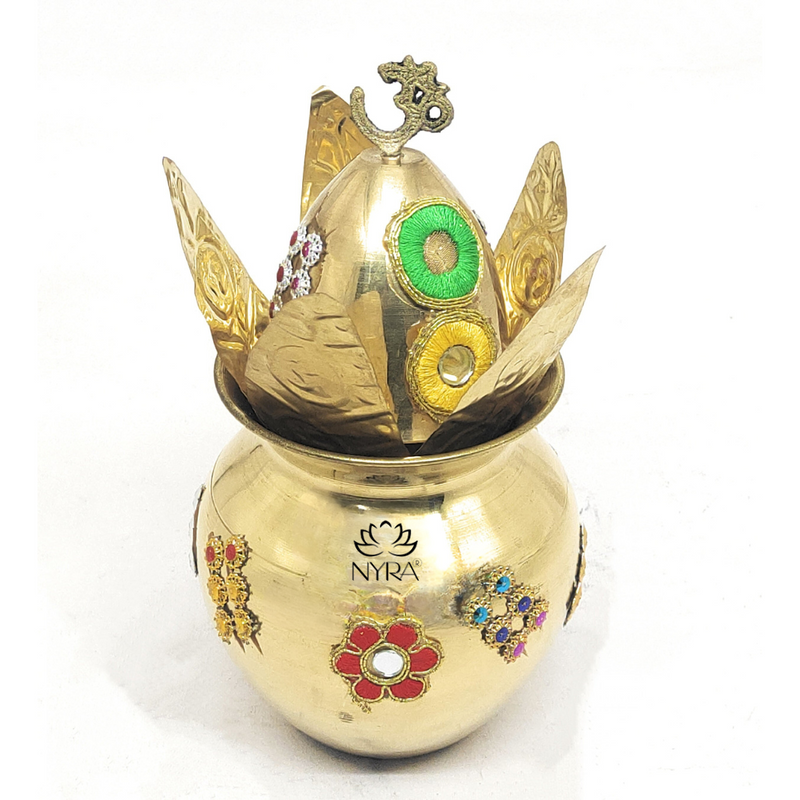Elegant Brass Decorated Kalash Set – Kitchen Utensil