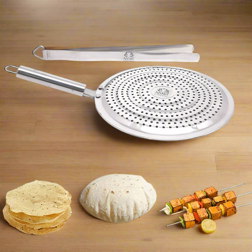 Stainless Steel Roaster and Steel Tong Combo – Kitchen Utensil