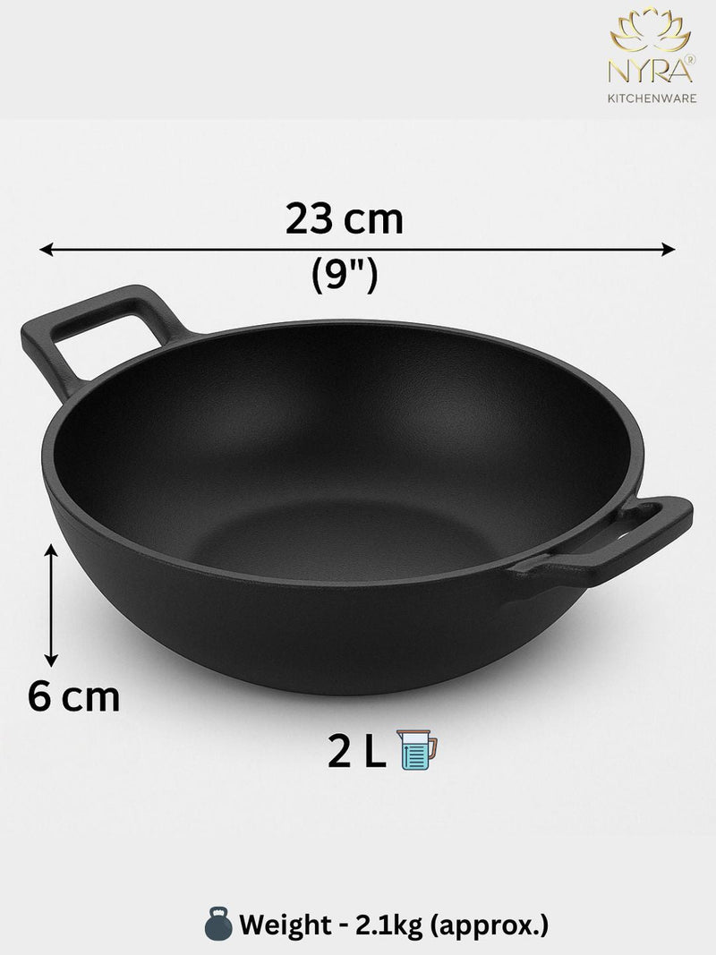 Pre-Seasoned Cast Iron Wok/Kadhai – Cooking Kadai