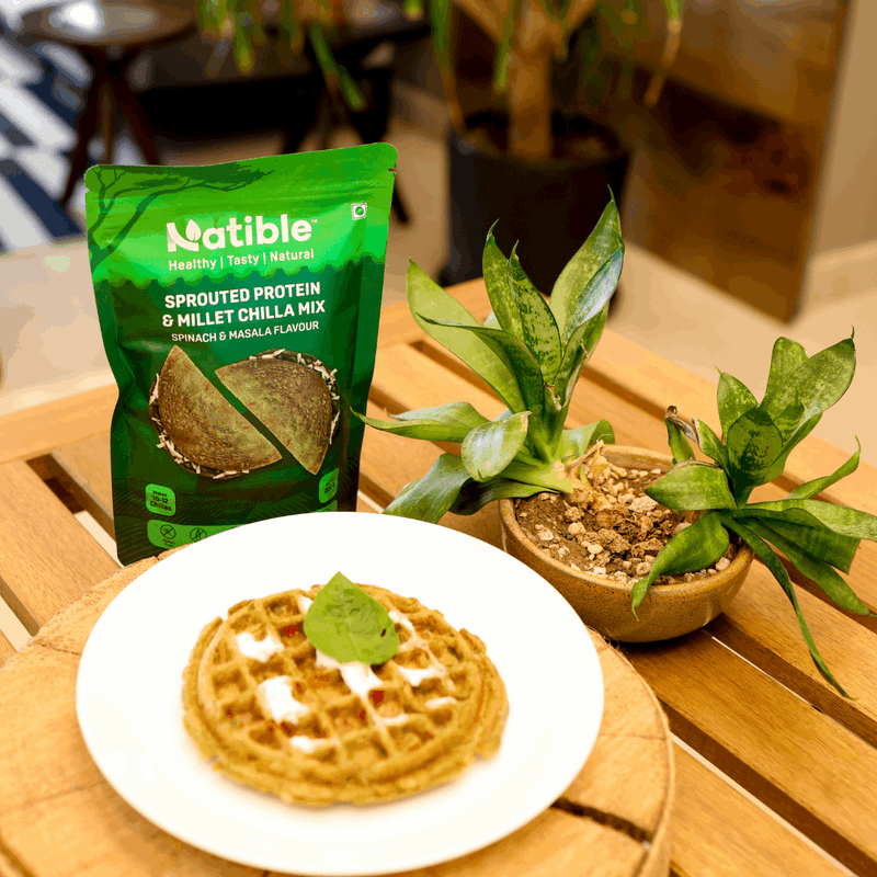 Natible Variety Pack - Sprouted Protein and Sprouted Millet Chilla Mix – Savory Indian Pancake Mix (Pack of 2)
