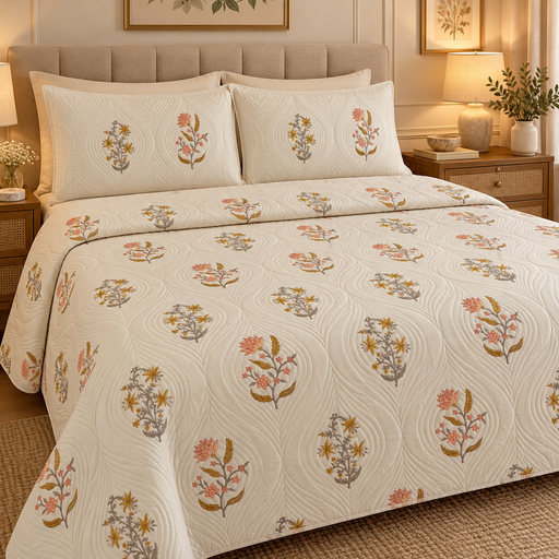 aenak-peach-phool-embossed-handblock-printed-quilted-bedcover-set