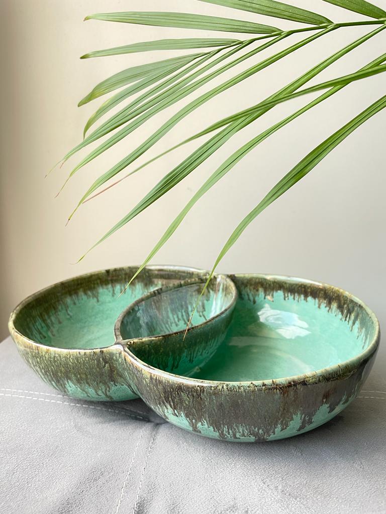Sea Green Double Ceramic Bowls